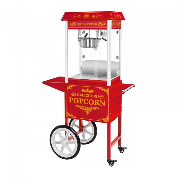Popcornmaschine mit Wagen - Retro-Design - rot