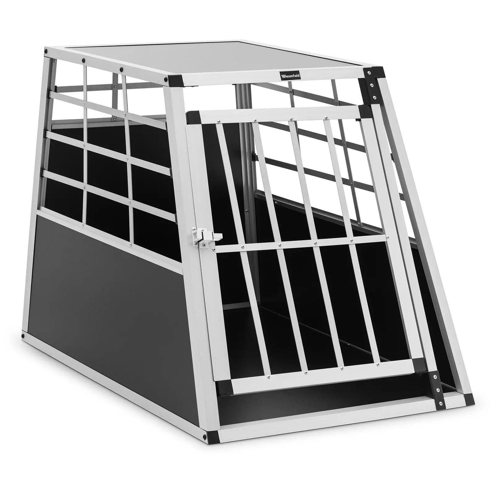 B-Ware Hundetransportbox - Aluminium - Trapezform - 91 x 65 x 70 cm
