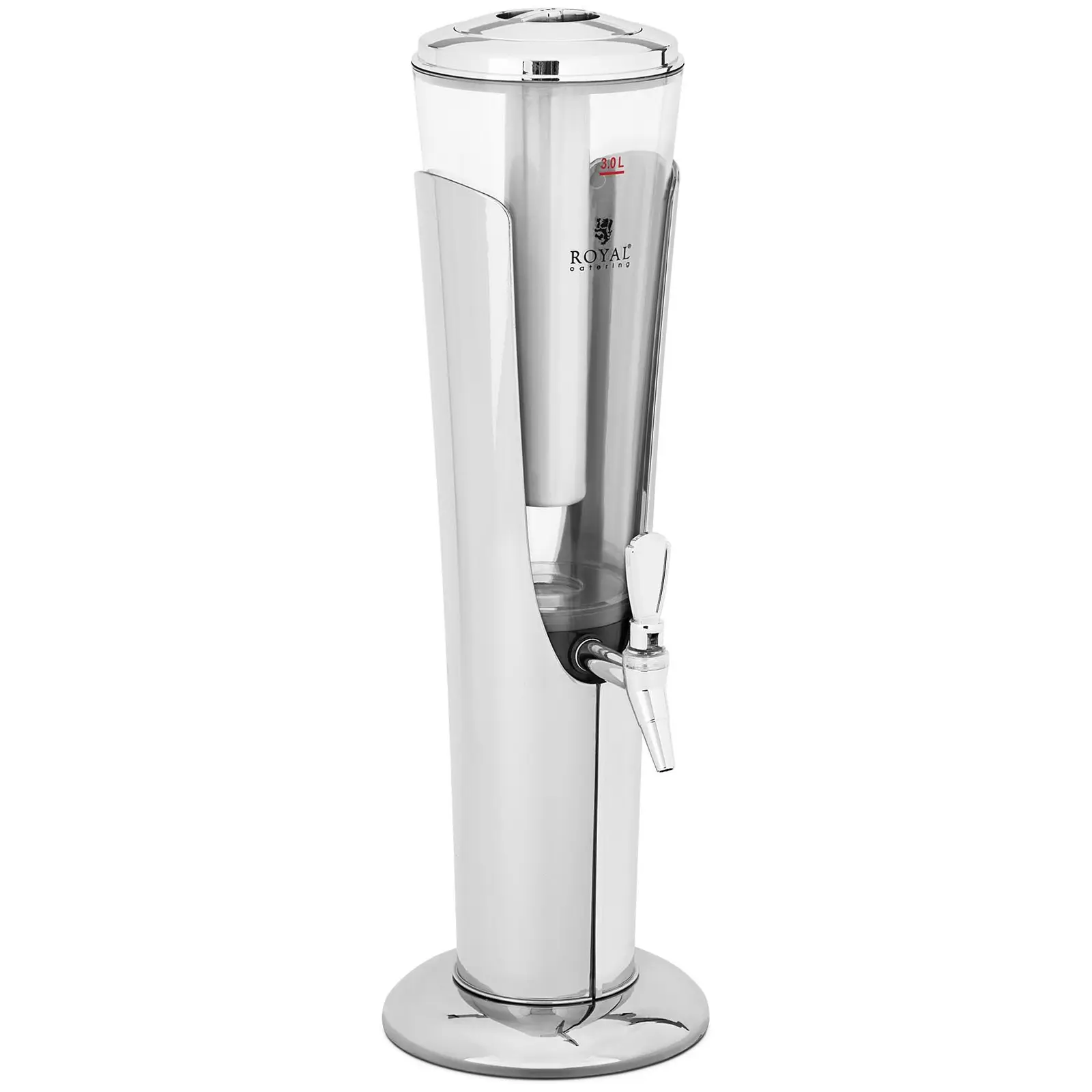 Saftspender - 3 L - Kühlsystem - Gläser bis 198 mm - mit LED-Beleuchtung - silbern - Royal Catering