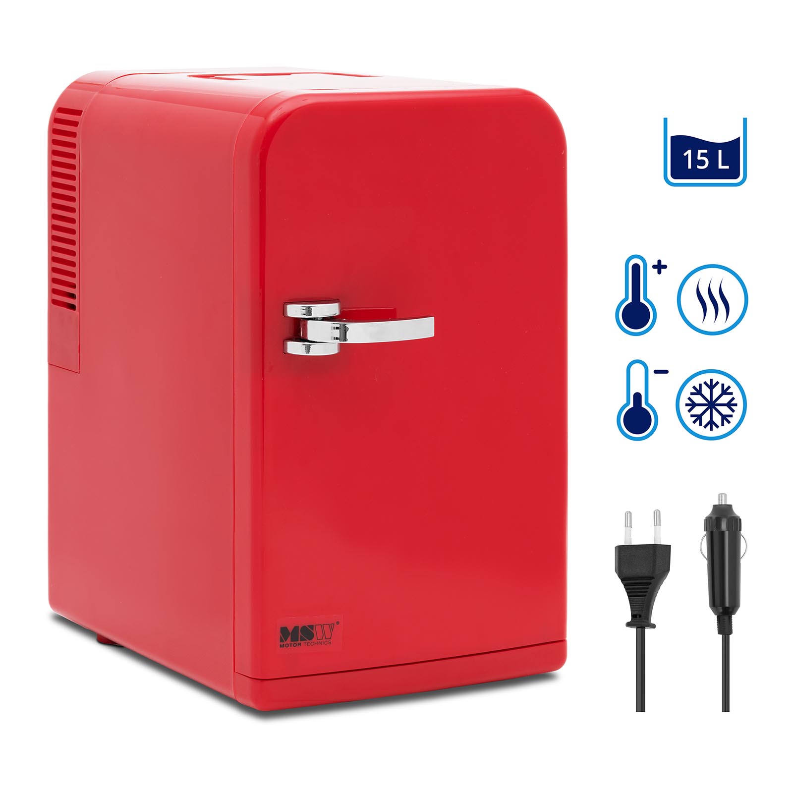 Mini-Kühlschrank 12 V / 230 V - 2-in-1-Gerät mit Warmhaltefunktion - 15 L - Rot
