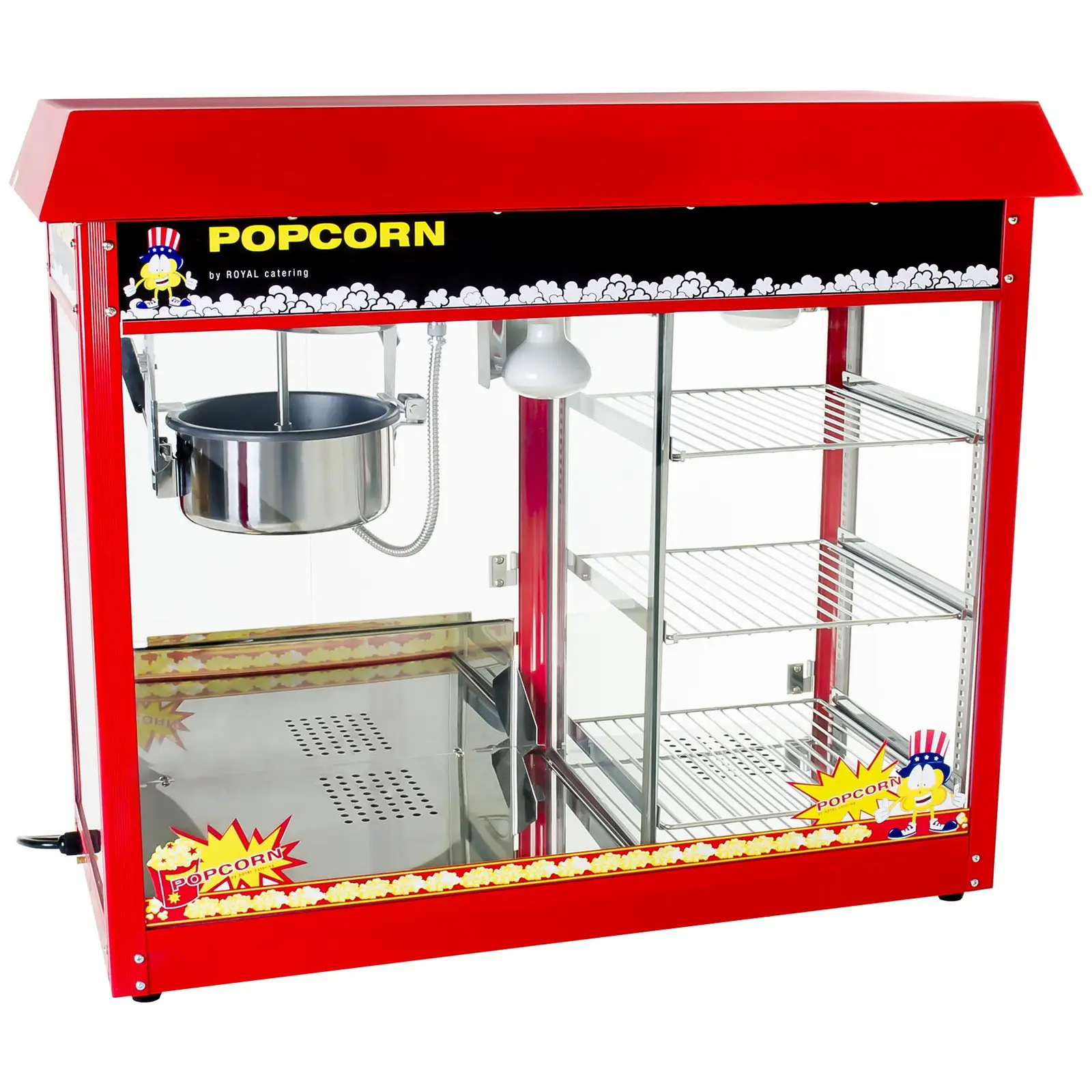 Popcornmaschine mit beheizter Auslage - rot