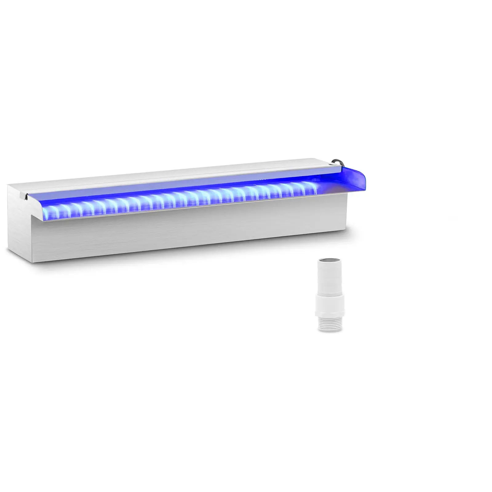 Schwalldusche - 45 cm - LED-Beleuchtung - Blau / Weiß - offener Wasserauslauf
